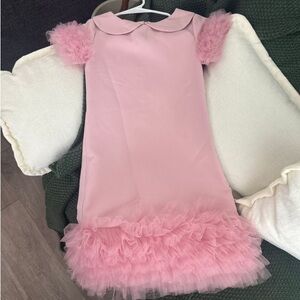Pink Ruffled Dress with Tulle Accents
